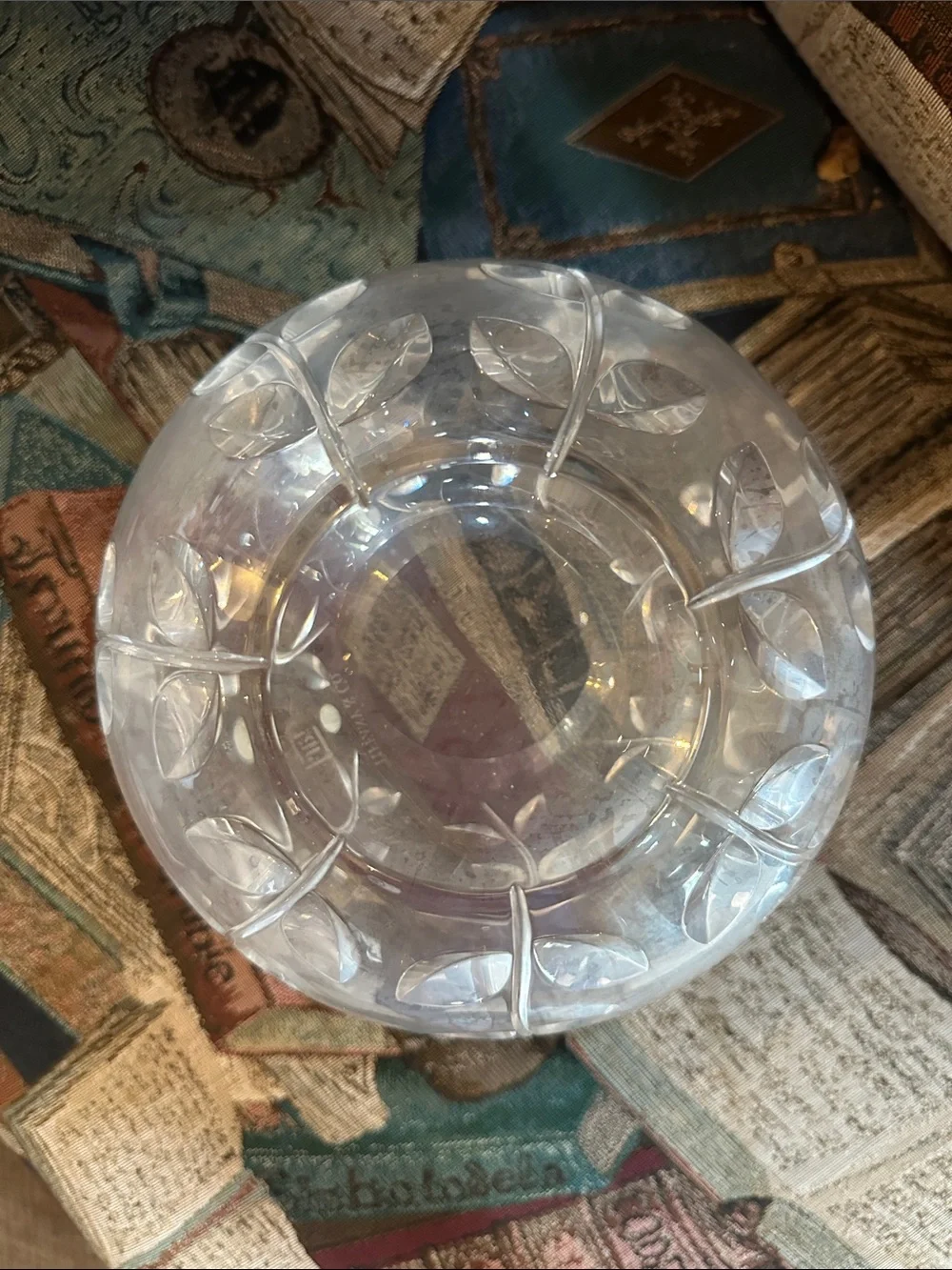 Crystal Leaf Etched Glass Bowl tiffany & co